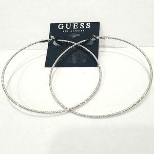 Guess Large Oversized Silver Hoops